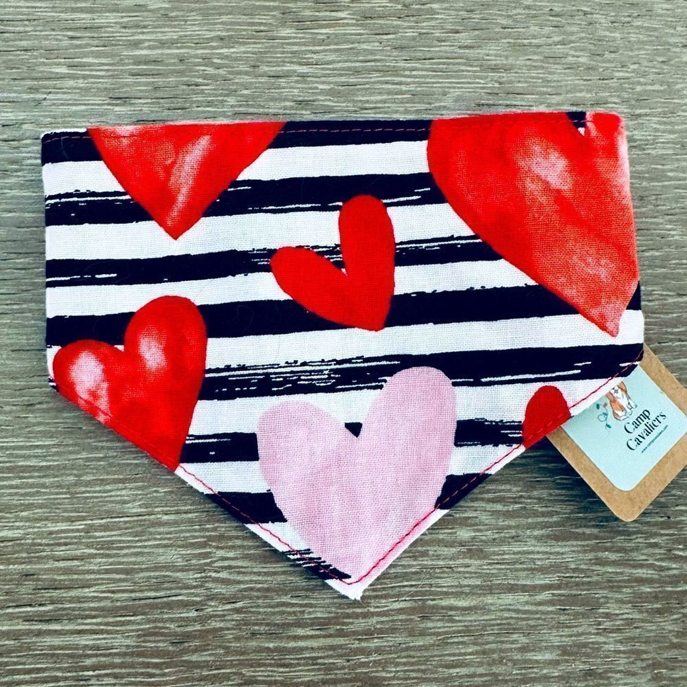 Dog Bandana Pet Neck Scarf Valentines Day Hearts XS
